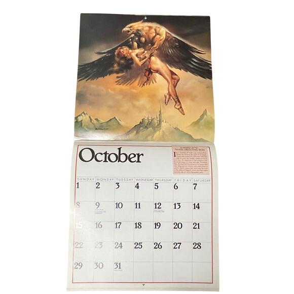 1989 Boris Vallejo Mythology Calendar Unused same dates again in 2034 - Picture 12 of 15